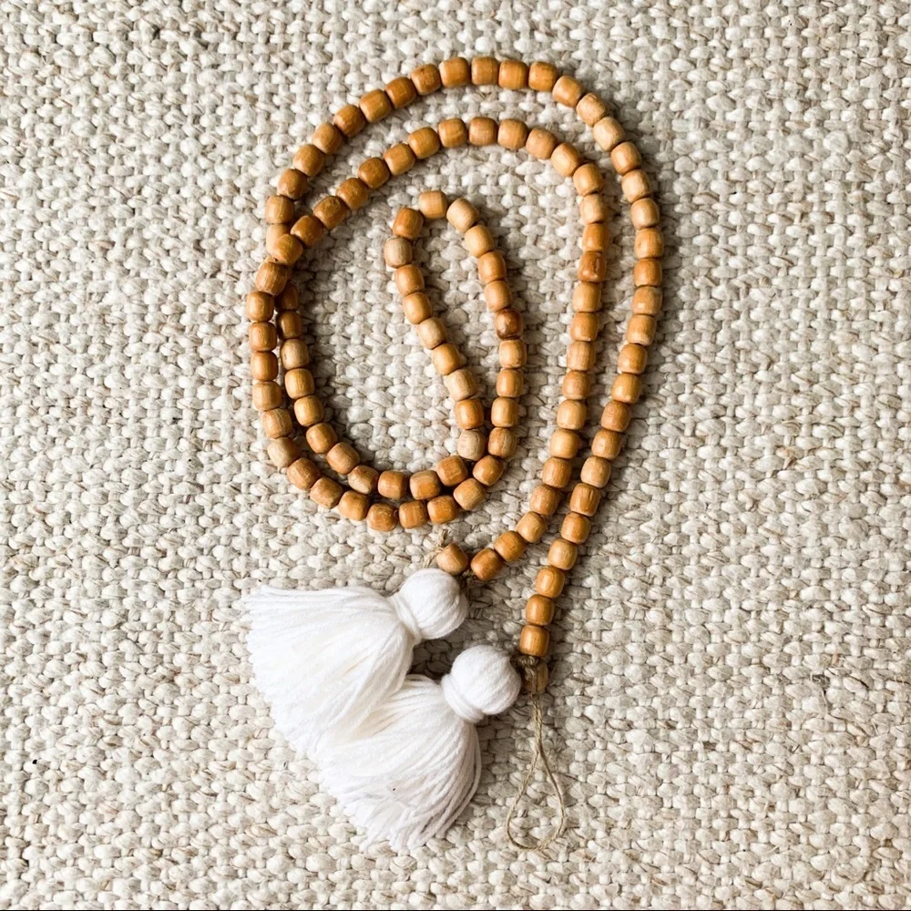 Boho Wooden Bead Tassel Garland Christmas Decor
